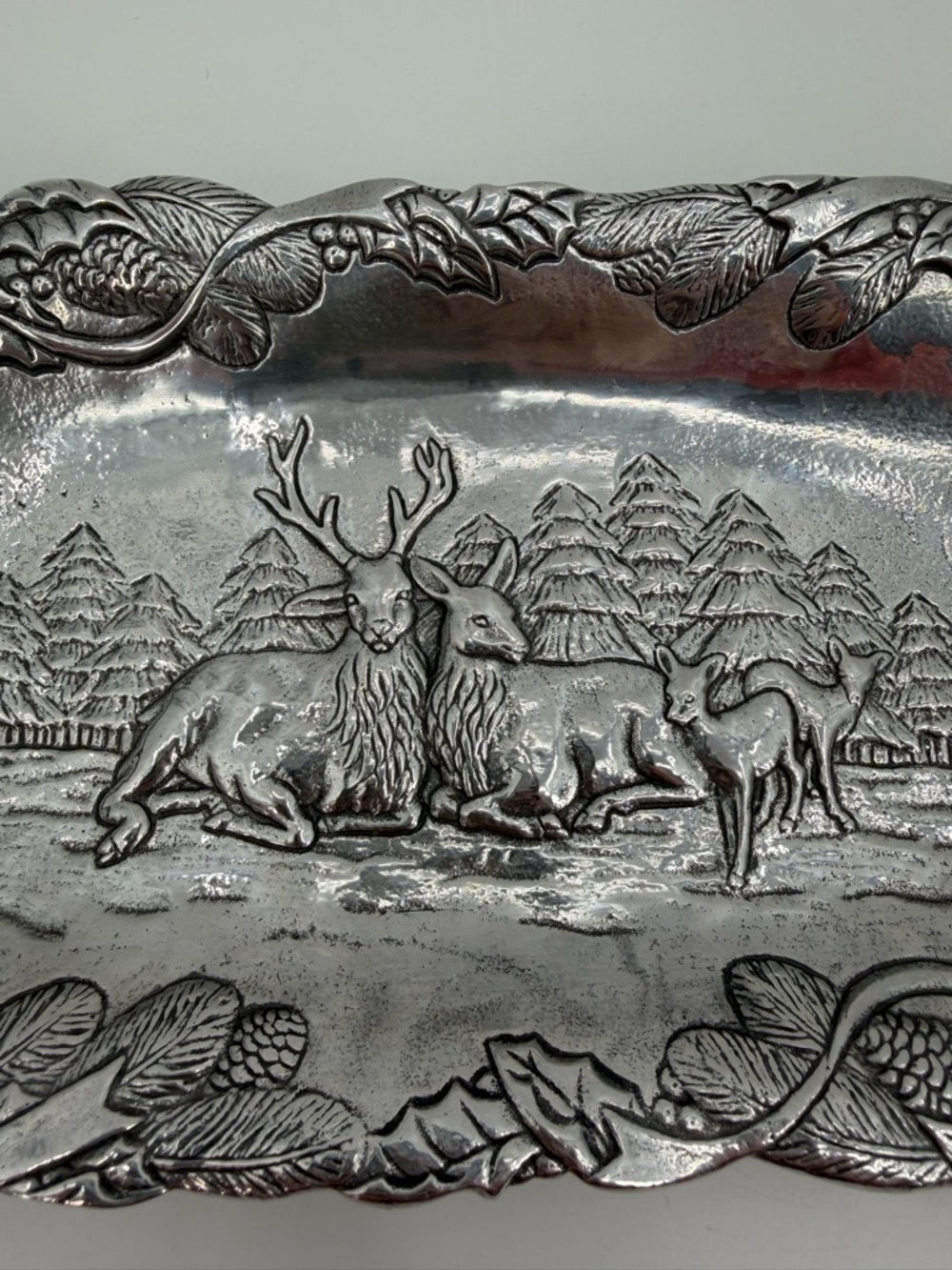 Vintage Arthur Court Serving Bread Tray Platter 1992 Deer Stag 12” Christmas - Picture 2 of 9